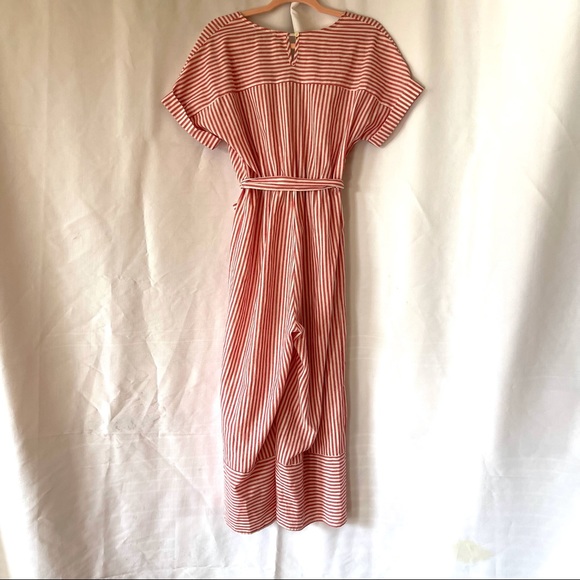 Pink Thread Red and White Stripe Cross Front Short Sleeve Jumpsuit - Picture 6 of 13